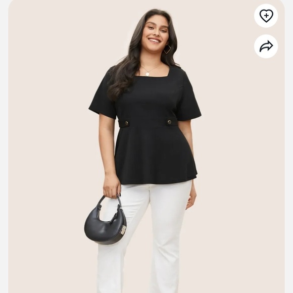 BloomChic Plus Size 3XL Square Neck Waist Tab Gathered Blouse us size 22 - Picture 3 of 9